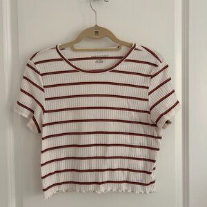 American Eagle Casual Red Striped Shirt
